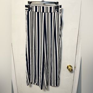 Zara blue and white striped wide leg pants